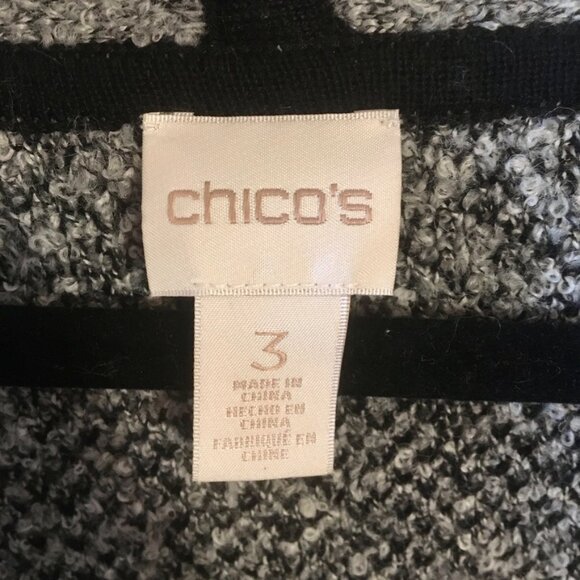 Chico's Wool Blend Duster Open Front Long Sweater Vest Sz XL Wavy Stripes Zigzag - Picture 2 of 7
